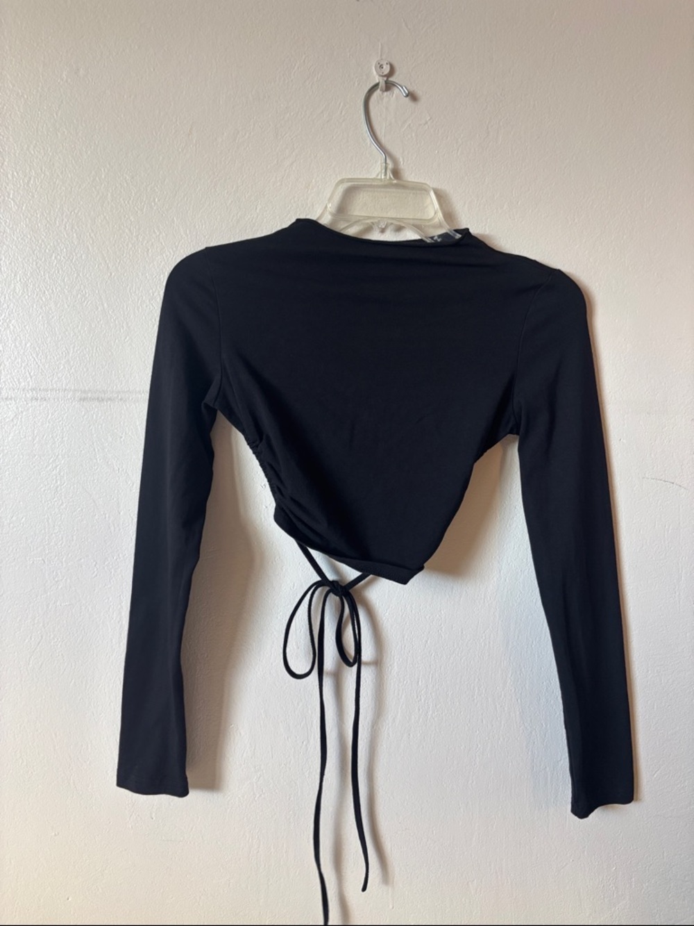 Long Sleeve Black Tie-Back Women’s Top